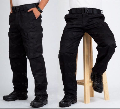 Pantalon De Bolsas Tactico Comando Seguridad Gabardina