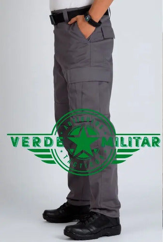 Pantalón Táctico Militar Comando Bolsas De Cargo Gabardina Gris Casual Trabajo Rudo Unifor