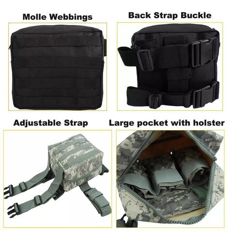 Mochila Piernera Trabajo Molle Porta Cargador Oculto Caza
