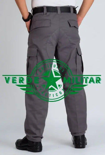 Pantalón Táctico Militar Comando Bolsas De Cargo Gabardina Gris Casual Trabajo Rudo Unifor