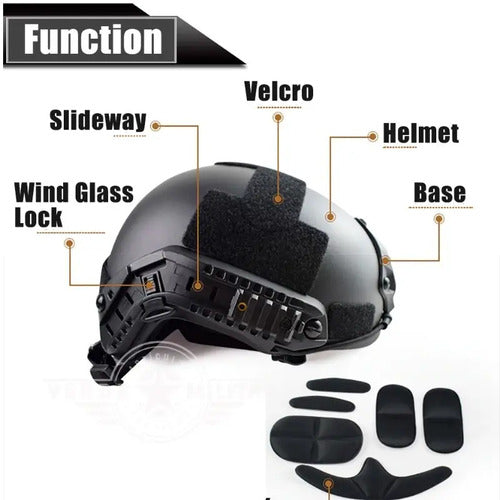 Casco Tactico Militar De Riel Operaciones Especiales Rescate