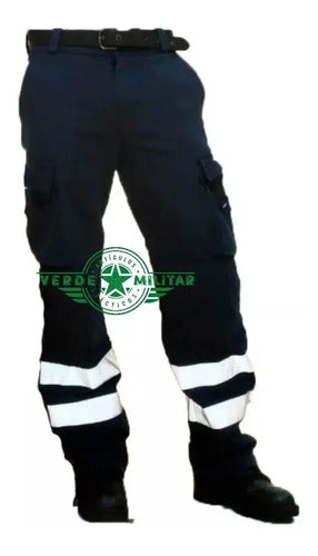 Pantalon Tactico Con Reflejante Paramedico Ciclista Motociclista Bolsas De Cargo Tela Anti