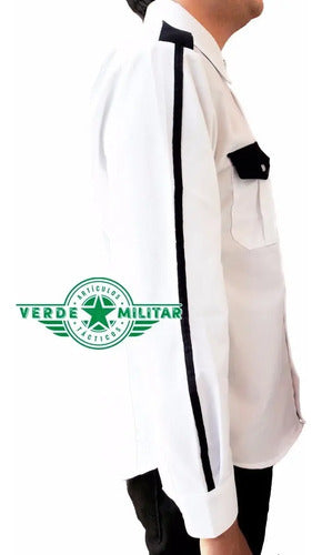 Camisa De Vestir Con Franja Para Uniforme Seguridad Privada Policía Guardia Vigilante Vela
