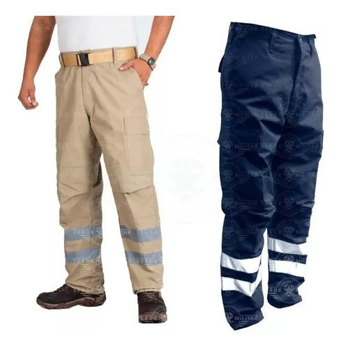 Pantalón Con Reflejante Paramedico Ripstop Antirrasgadura Visibilidad Nocturna Para Moto B