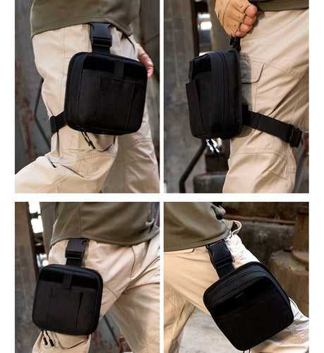 Mochila Piernera Táctica Militar Bolsa Muslera Cangurera Cartera De Viaje Paseos Al Aire Libre Actividades Moto Turismo