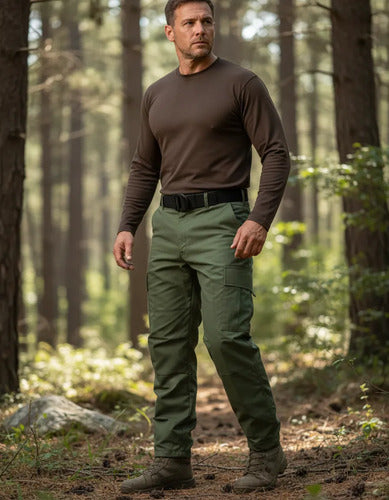 Pantalón Táctico Militar Otan Operativo Comando Bolsas De Cargo Gabardina Verde Casual Uni