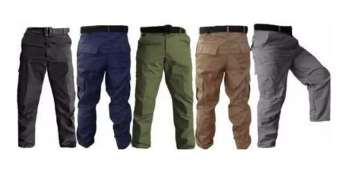 Pantalón Táctico Militar Comando Bolsas De Cargo Gabardina Gris Casual Trabajo Rudo Unifor