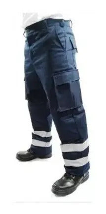 Pantalon Tactico Con Reflejante Paramedico Ciclista Motociclista Bolsas De Cargo Tela Anti