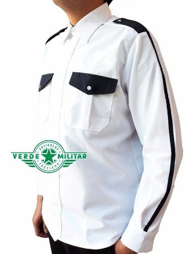 Camisa De Vestir Con Franja Para Uniforme Seguridad Privada Policía Guardia Vigilante Vela