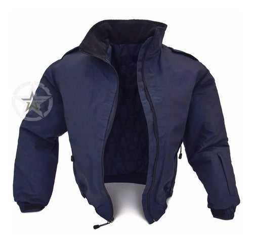 Chamarra Táctica Corta  Color Negra Y Azul Policia