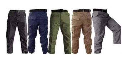 Pantalón Bolsas De Cargo Táctico Comando Otan Gabardina Kaki Reforzado En Entre Pierna Y Rodillas Uniforme Trabajo Rudo