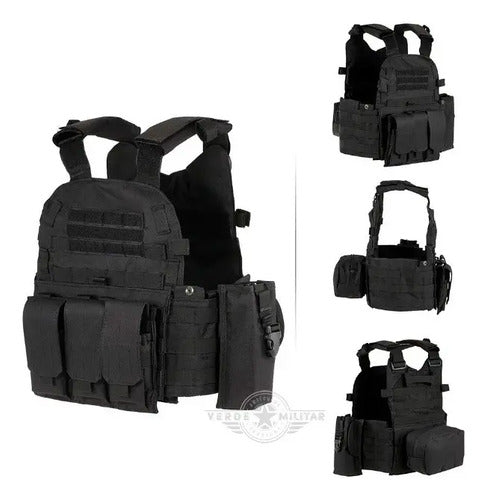 Chaleco Táctico Militar Policía Swat Sistema Molle Porta Cargadores Gotcha Airsoft Guardia