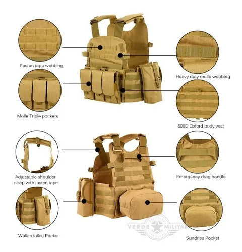 Chaleco Táctico Militar Policía Swat Sistema Molle Porta Cargadores Gotcha Airsoft Guardia