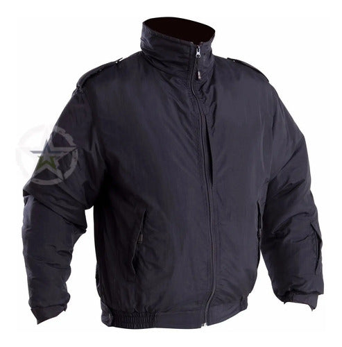 Chamarra Táctica Corta  Color Negra Y Azul Policia