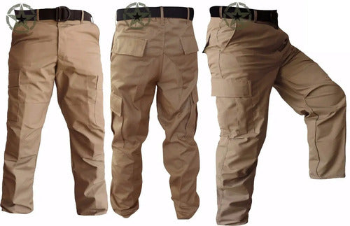 Pantalón Táctico Militar Comando Bolsas De Cargo Gabardina Gris Casual Trabajo Rudo Unifor