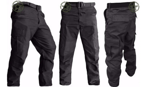 Pantalón Táctico Militar Comando Bolsas De Cargo Gabardina Gris Casual Trabajo Rudo Unifor