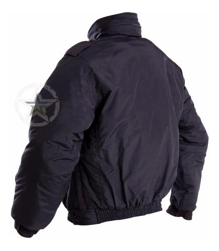 Chamarra Táctica Corta  Color Negra Y Azul Policia