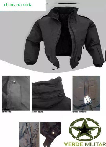 Chamarra Táctica Corta  Color Negra Y Azul Policia