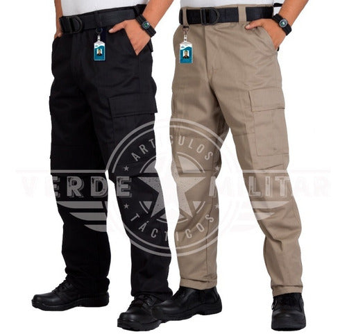 Pantalón Bolsas De Cargo Táctico Comando Otan Gabardina Kaki Reforzado En Entre Pierna Y Rodillas Uniforme Trabajo Rudo