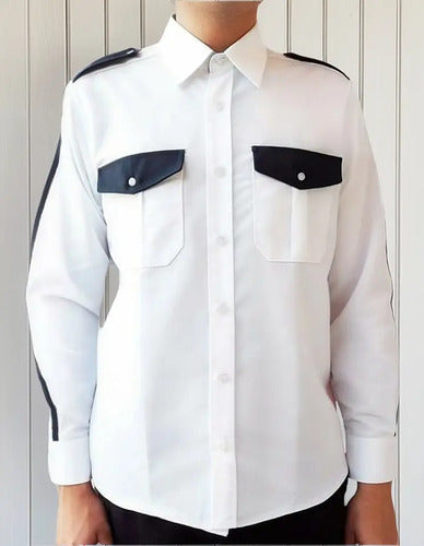 Camisa De Vestir Con Franja Para Uniforme Seguridad Privada Policía Guardia Vigilante Vela