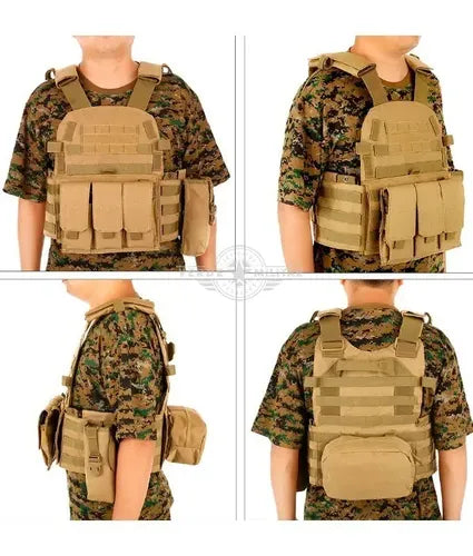Chaleco Táctico Militar Policía Swat Sistema Molle Porta Cargadores Gotcha Airsoft Guardia