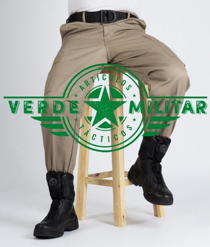 Pantalón Bolsas De Cargo Táctico Comando Otan Gabardina Kaki Reforzado En Entre Pierna Y Rodillas Uniforme Trabajo Rudo