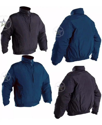 Chamarra Táctica Corta  Color Negra Y Azul Policia