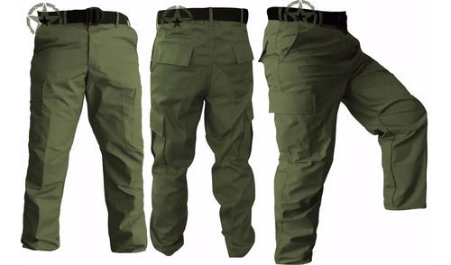 Pantalón Táctico Militar Comando Bolsas De Cargo Gabardina Gris Casual Trabajo Rudo Unifor