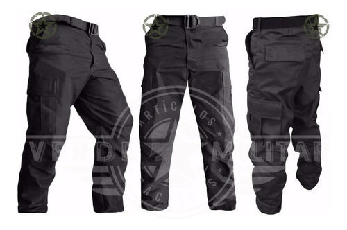 Pantalón Bolsas De Cargo Táctico Comando Otan Gabardina Kaki Reforzado En Entre Pierna Y Rodillas Uniforme Trabajo Rudo