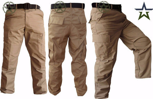 Pantalón Táctico Militar Uso Rudo Bolsas De Cargo Gabardina Negro Otan Uniforme Policía Seguridad Privada Vestir Casual